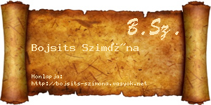 Bojsits Szimóna névjegykártya